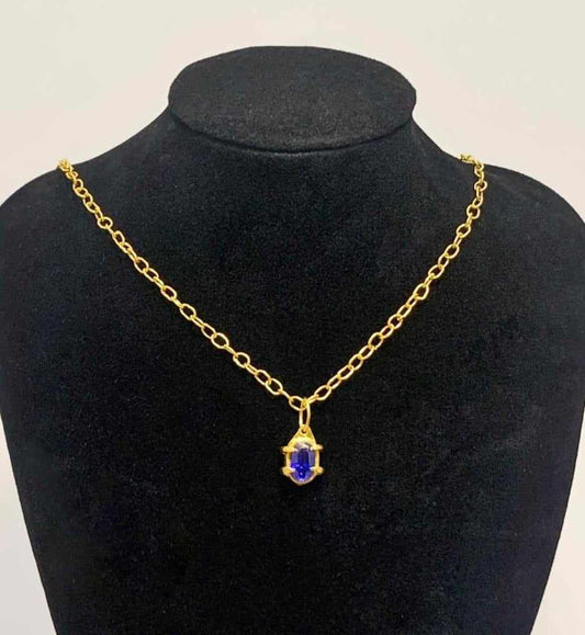 24ct Gold Blue Sapphire Necklace