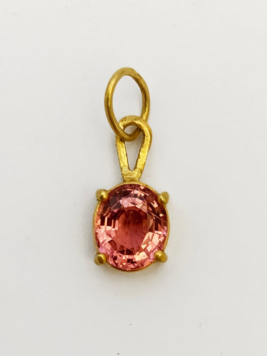 24ct Gold Pink Tourmaline Hand Crafted Pendant